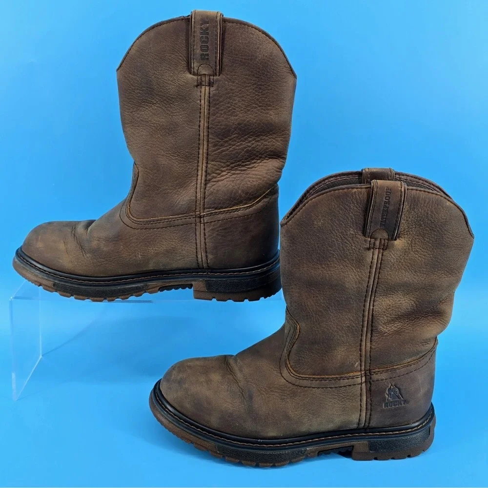 Rocky Kids Ride FLX Waterproof Western Boot Sz 5M Brown Leather Western Insulate